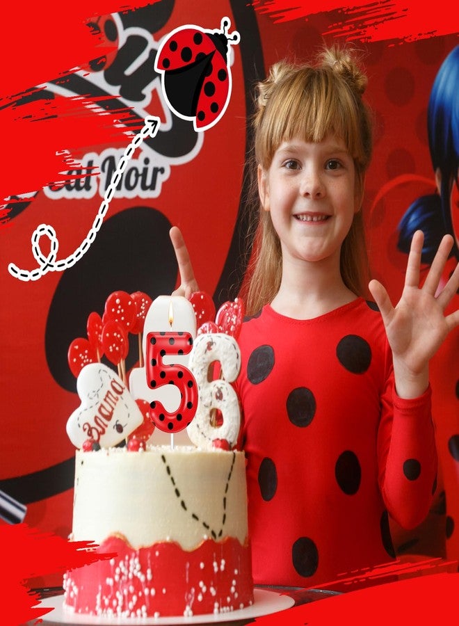 MTLEE Ladybug Candle Birthday Party Decorations Lady Bug Cake Cupcake Toppers Black Red Polka Ladybird Dots Theme Candles for Birthday Party Celebration(5) - Image 4