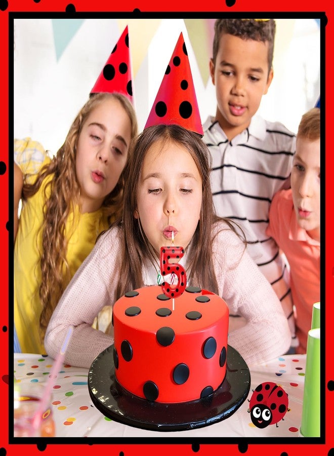 MTLEE Ladybug Candle Birthday Party Decorations Lady Bug Cake Cupcake Toppers Black Red Polka Ladybird Dots Theme Candles for Birthday Party Celebration(5) - Image 3