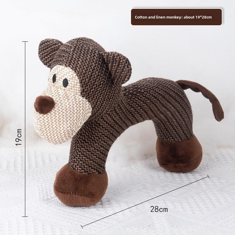 Dog Toy Cotton Linen Plush Sound Bite Resistant Wear Resistant Elephant Monkey Arch Pet Teddy Small Dog Toy Wholesale(Monkey) - Image 1