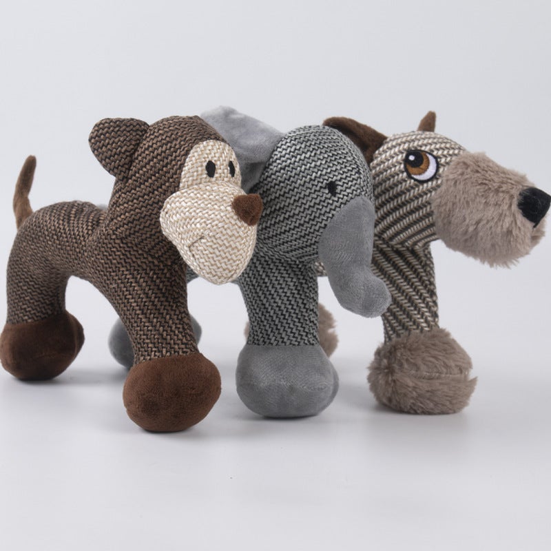 Dog Toy Cotton Linen Plush Sound Bite Resistant Wear Resistant Elephant Monkey Arch Pet Teddy Small Dog Toy Wholesale(Monkey) - Image 4