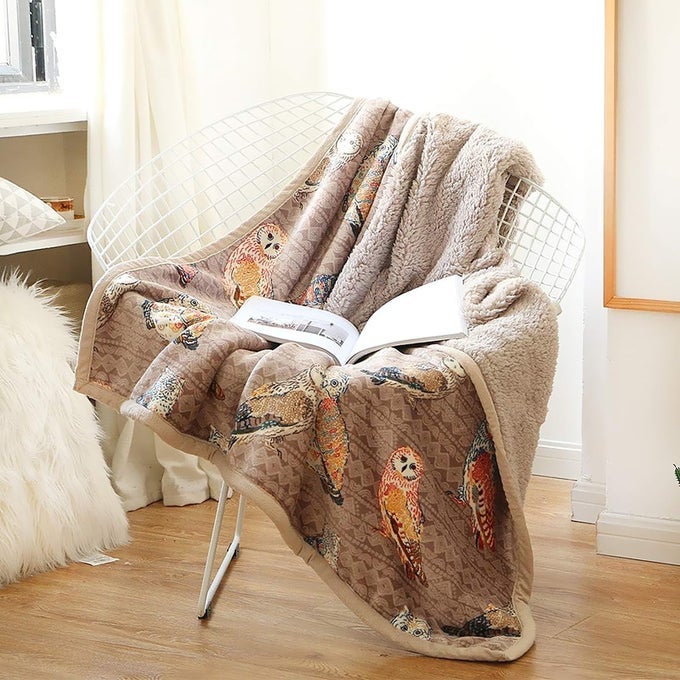 FLANNEL SHERPA THROWS 60 X 50 CUTE COLORFUL OWL DESIGN SOFT PLUSH FLANNEL BLANKET THROWS FOR BEDCOUCHSOFAOFFICECAMPING