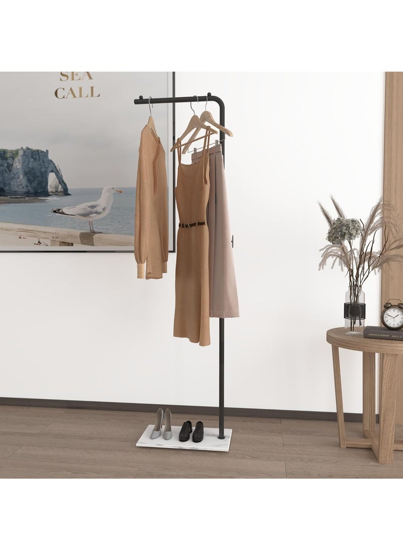 Space Saving Metal Coat Rack Household Floor Hanger Bedside Storage Clothes Durable Slate Base Stylish Practical for Bedroom Living Room Office Dining Easy to Clean Modern Design (Black-White) - Image 4