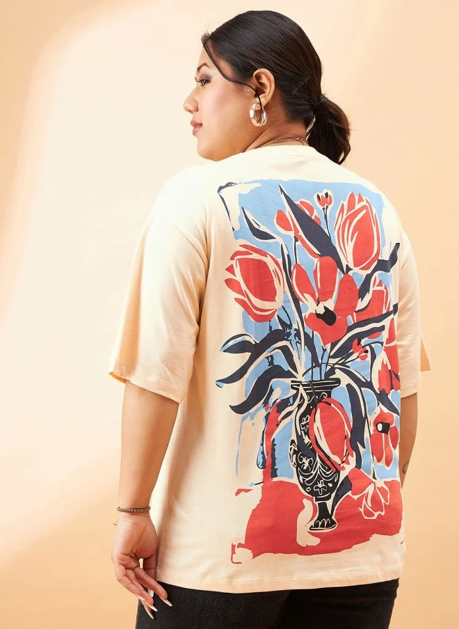 ساسافراس Floral Printed Relaxed Fit T-Shirt for Women