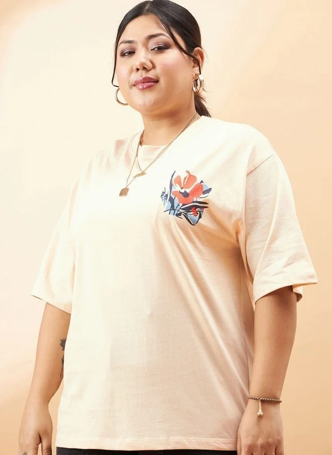 SASSAFRAS Floral Printed Relaxed Fit T-Shirt for Women