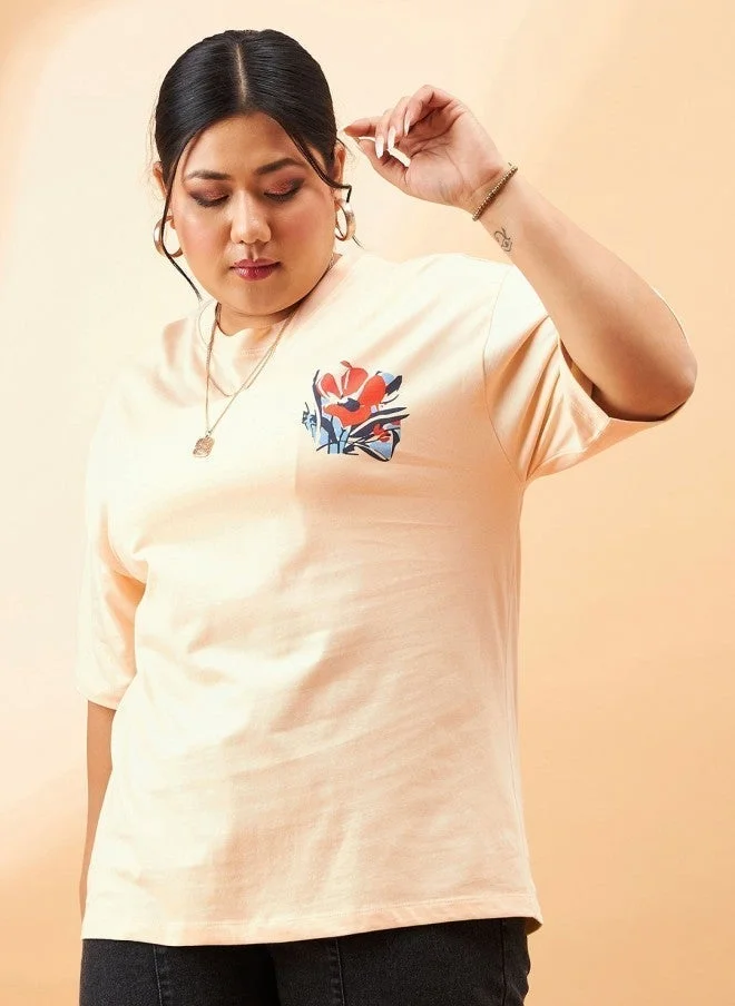 SASSAFRAS Floral Printed Relaxed Fit T-Shirt for Women