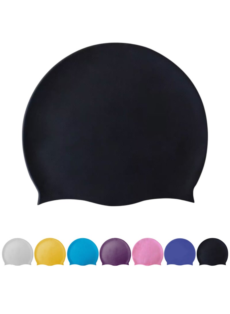 HASTE Silicone Swimming Cap for Men & Women - Waterproof, Anti-Slip, Stretchable Swim Hat - Black Unisex - Image 1