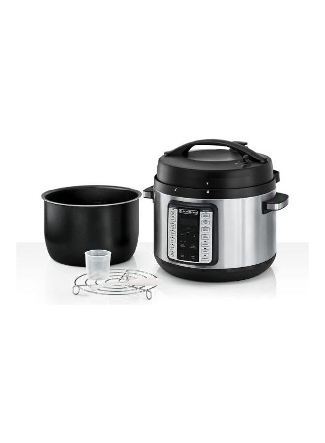 BLACK+DECKER Smart Steam Pot, 9-in-1 Electric Pressure Cooker, 14 Smart Programs, Digital LED Display, Non-Stick, Keep Warm, Dual Purpose Steam Release, 10 L 1350 W PCP1010-B5 Silver/Black - Image 2