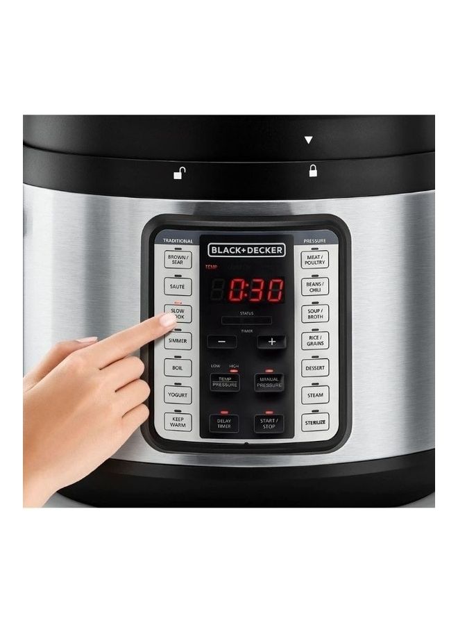 BLACK+DECKER Smart Steam Pot, 9-in-1 Electric Pressure Cooker, 14 Smart Programs, Digital LED Display, Non-Stick, Keep Warm, Dual Purpose Steam Release, 10 L 1350 W PCP1010-B5 Silver/Black - Image 5