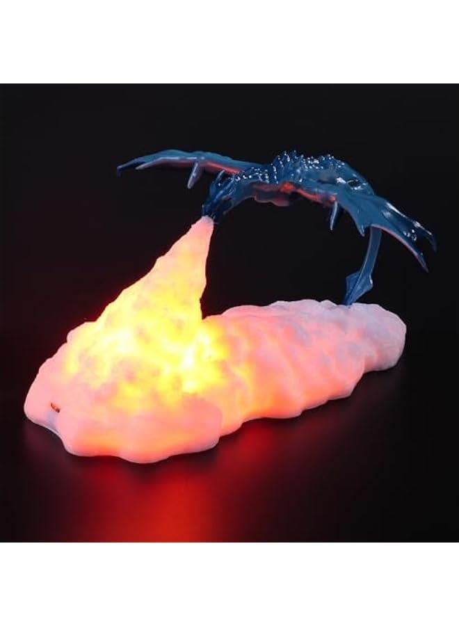 مصباح التنين الناري، ضوء ليلي ثلاثي الأبعاد مع LED، هدية للقوضة للأطفال الأولاد والبنات مع شاحن USB (تنين الجليد) - Image 3