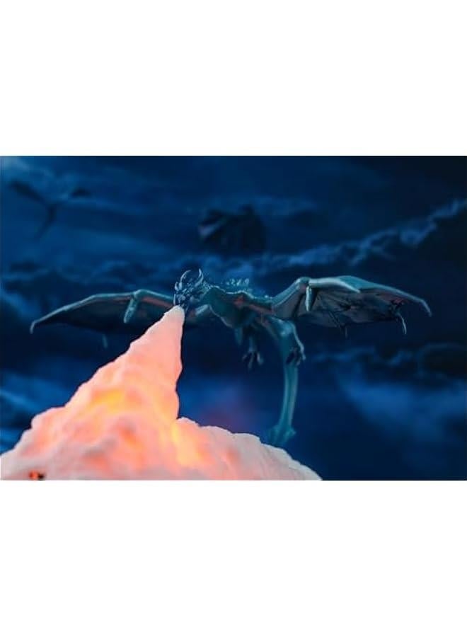 مصباح التنين الناري، ضوء ليلي ثلاثي الأبعاد مع LED، هدية للقوضة للأطفال الأولاد والبنات مع شاحن USB (تنين الجليد) - Image 2
