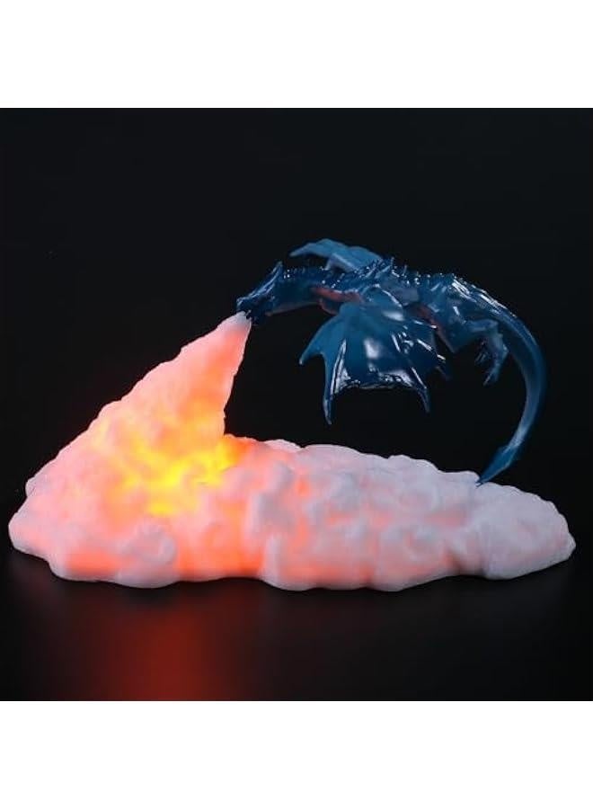 مصباح التنين الناري، ضوء ليلي ثلاثي الأبعاد مع LED، هدية للقوضة للأطفال الأولاد والبنات مع شاحن USB (تنين الجليد) - Image 4