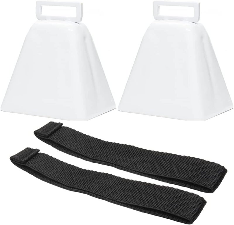 Bevin Bells Long Distance Cow Bells 10LD (White) | Christmas Bells | Made from Steel | Loud Noise Makers | w/White Strap Around The Handle | Easier to Hold | Made in CT, USA - Image 1