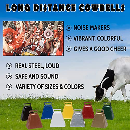 Bevin Bells Long Distance Cow Bells 10LD (White) | Christmas Bells | Made from Steel | Loud Noise Makers | w/White Strap Around The Handle | Easier to Hold | Made in CT, USA - Image 4