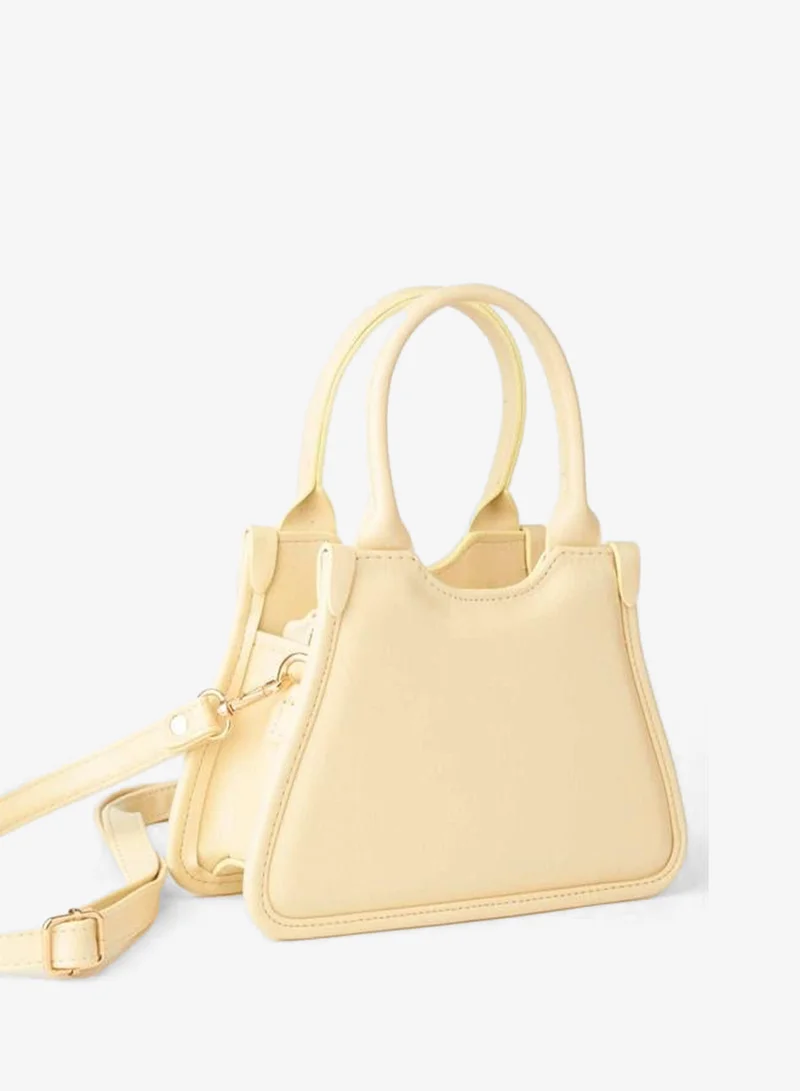 Women's Sakura Yellow Zipper Closure Small Size Adjustable Strap Hand and Shoulder Bag.