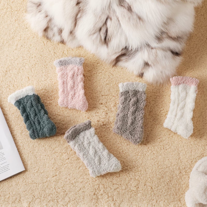 Premillow 5 Pairs Fuzzy Socks for Women, Winter Fluffy Socks Womens, Soft Cozy Warm Slipper Sock Home Sleeping Sock - Image 3