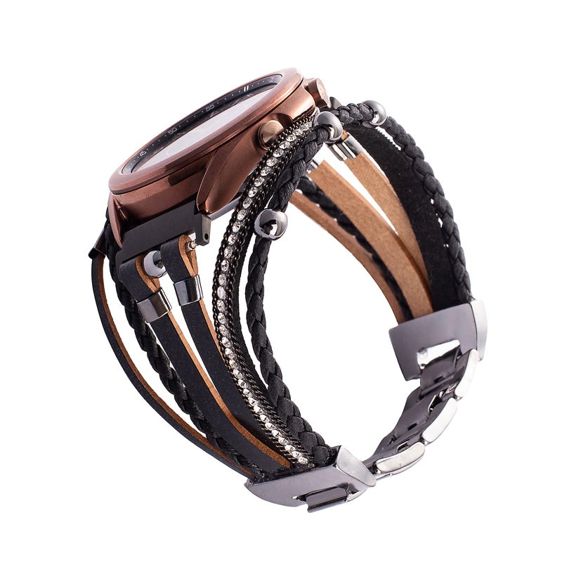KONAFEI Compatible with Samsung Galaxy Watch 7/FE/6/5/4/3 Band/40mm 44mm/Active 2/Galaxy Watch 5 Pro/Watch 7&6&4 Classic 43mm/47mm/42mm/46mm/Garmin Venu, 20mm Leather Boho Bracelet Jewelry Strap for Women - Image 3
