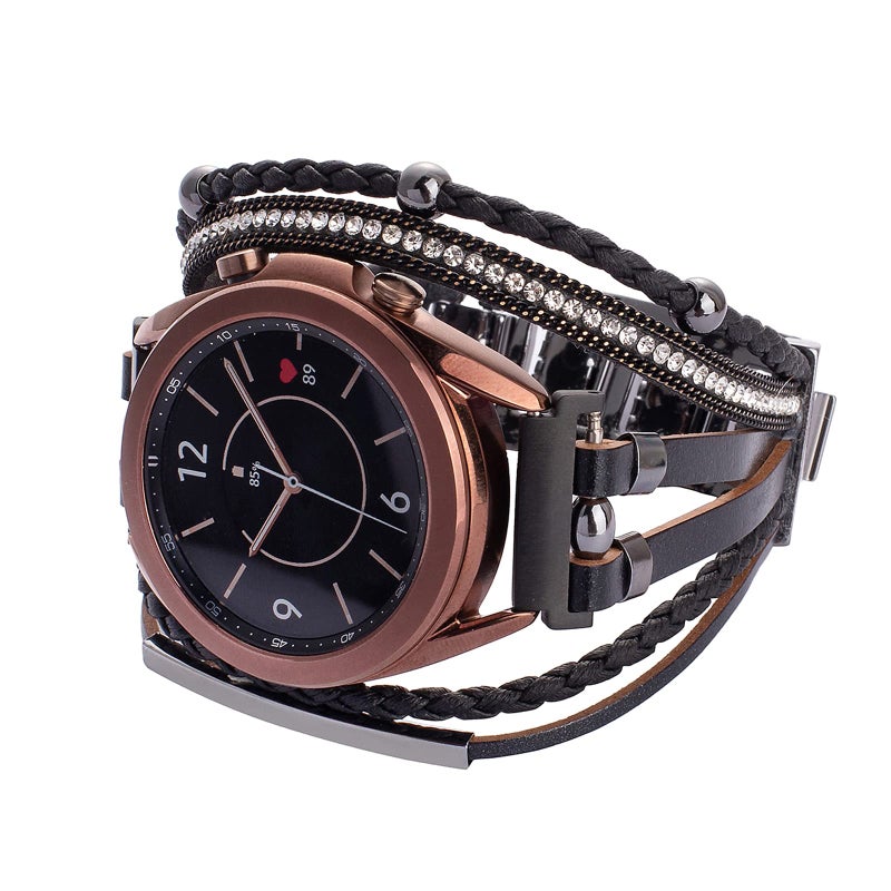 KONAFEI Compatible with Samsung Galaxy Watch 7/FE/6/5/4/3 Band/40mm 44mm/Active 2/Galaxy Watch 5 Pro/Watch 7&6&4 Classic 43mm/47mm/42mm/46mm/Garmin Venu, 20mm Leather Boho Bracelet Jewelry Strap for Women - Image 1