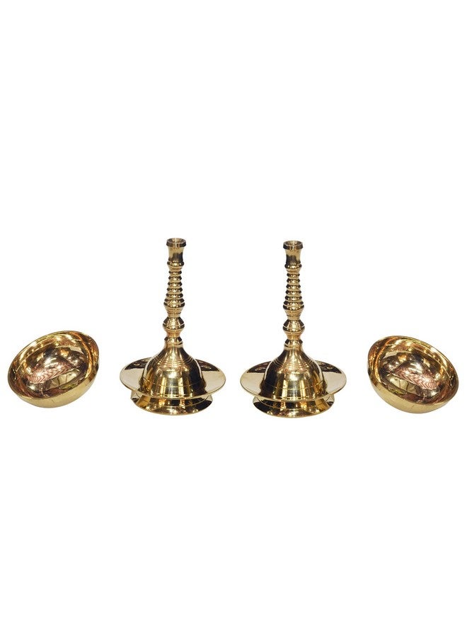 Bhimonee Decor Pure Brass Plain Nanda Bowl Long Table Diya | Traditional Deepak for Pooja, Mandir & Home Temple | Classic Design for Spiritual Rituals | 5.5 Inches, Brass, Pack of 2 - Image 4