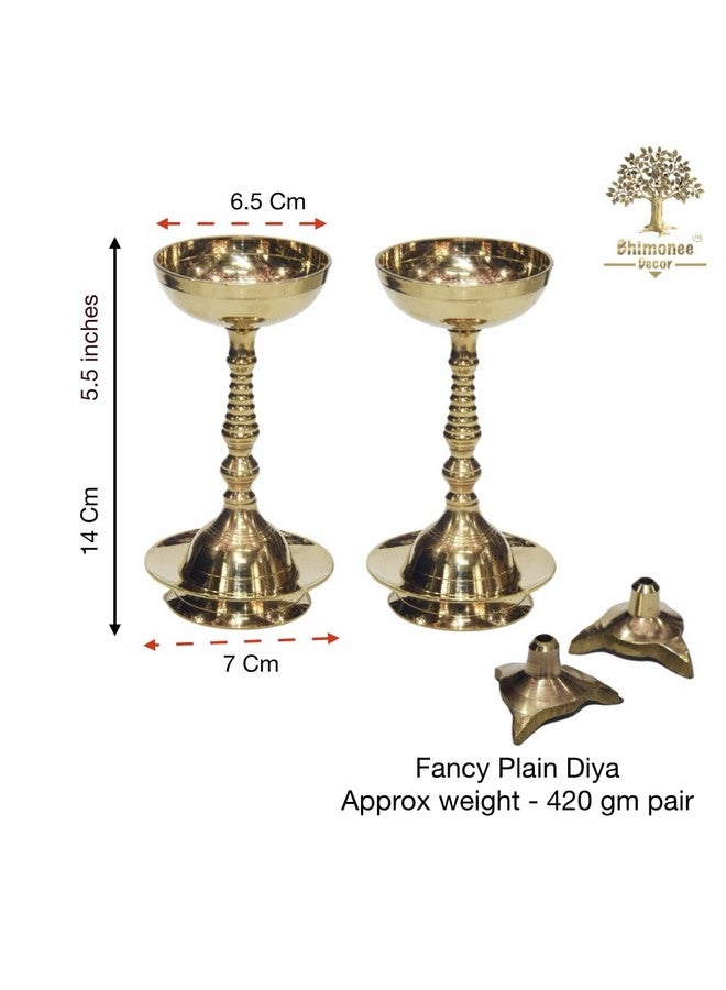 Bhimonee Decor Pure Brass Plain Nanda Bowl Long Table Diya | Traditional Deepak for Pooja, Mandir & Home Temple | Classic Design for Spiritual Rituals | 5.5 Inches, Brass, Pack of 2 - Image 2