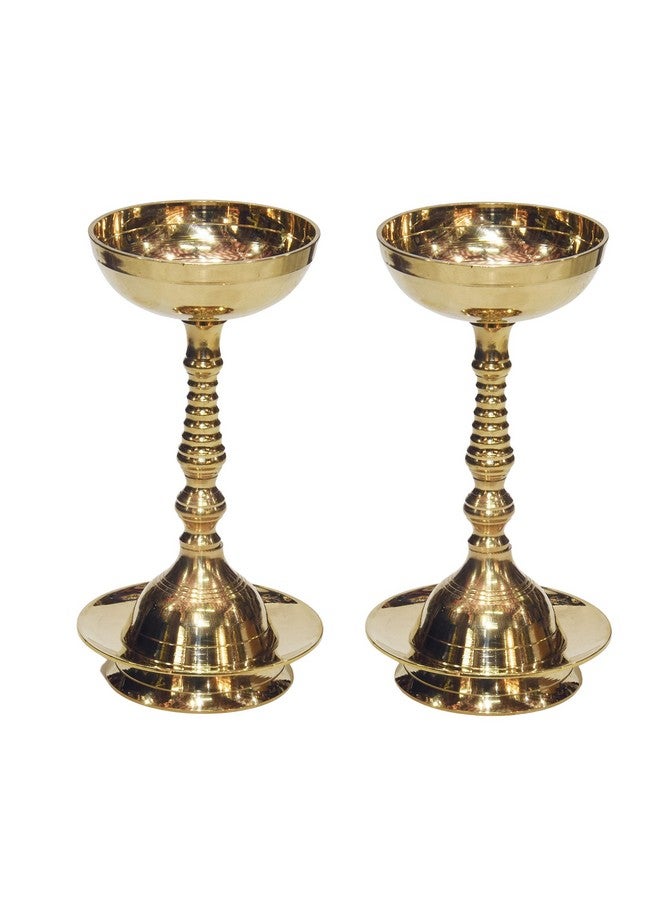 Bhimonee Decor Pure Brass Plain Nanda Bowl Long Table Diya | Traditional Deepak for Pooja, Mandir & Home Temple | Classic Design for Spiritual Rituals | 5.5 Inches, Brass, Pack of 2 - Image 3