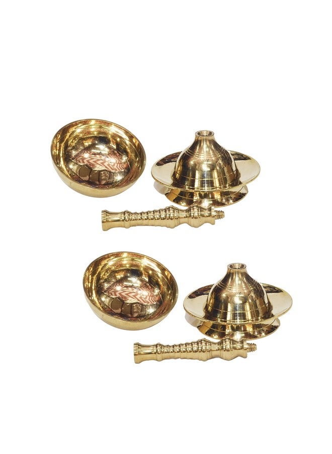 Bhimonee Decor Pure Brass Plain Nanda Bowl Long Table Diya | Traditional Deepak for Pooja, Mandir & Home Temple | Classic Design for Spiritual Rituals | 5.5 Inches, Brass, Pack of 2 - Image 5