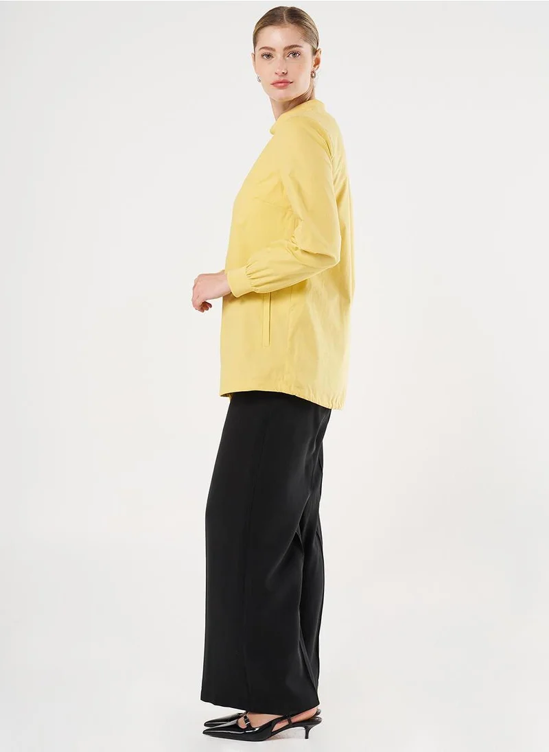 Kayra Drawstring Hem Cotton Tunic in Yellow
