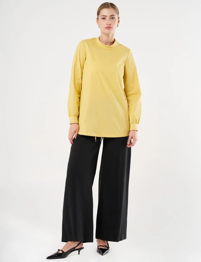 Kayra Drawstring Hem Cotton Tunic in Yellow