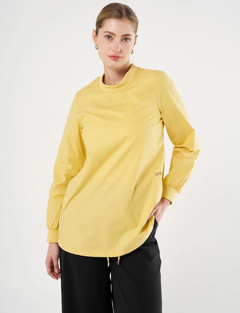 Kayra Drawstring Hem Cotton Tunic in Yellow