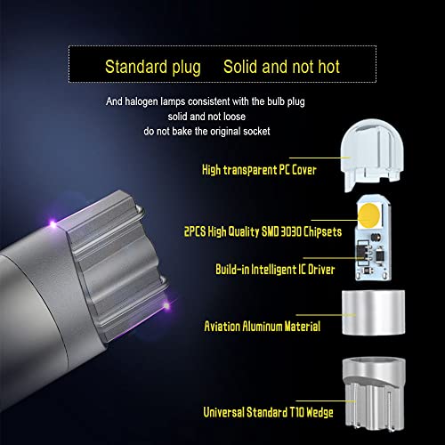 HAOBO 10PCS 194 LED Light Bulb White 6000K, Led Interior Car Lights, 168 2825 T10 W5W 3030 Bright Chips, Car Accessories Replacement Bulbs for Door Light, Dome Light, Map Light, License Plate Light - Image 4