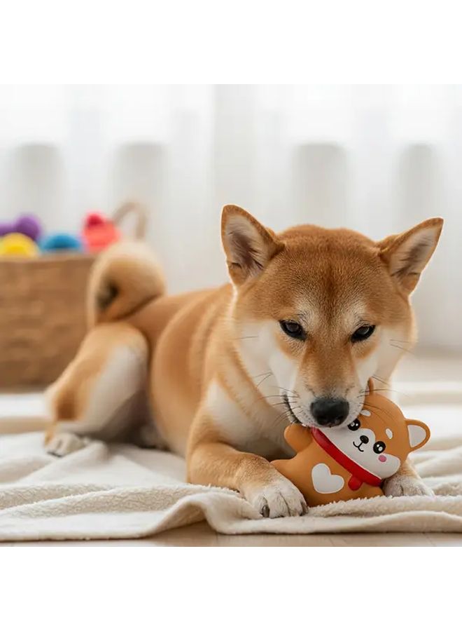 Shiba Inu Latex Dog Chew Bone Plush Toy for Small Medium Breeds Non Toxic Soft Durable Puppy Chewer - Image 1