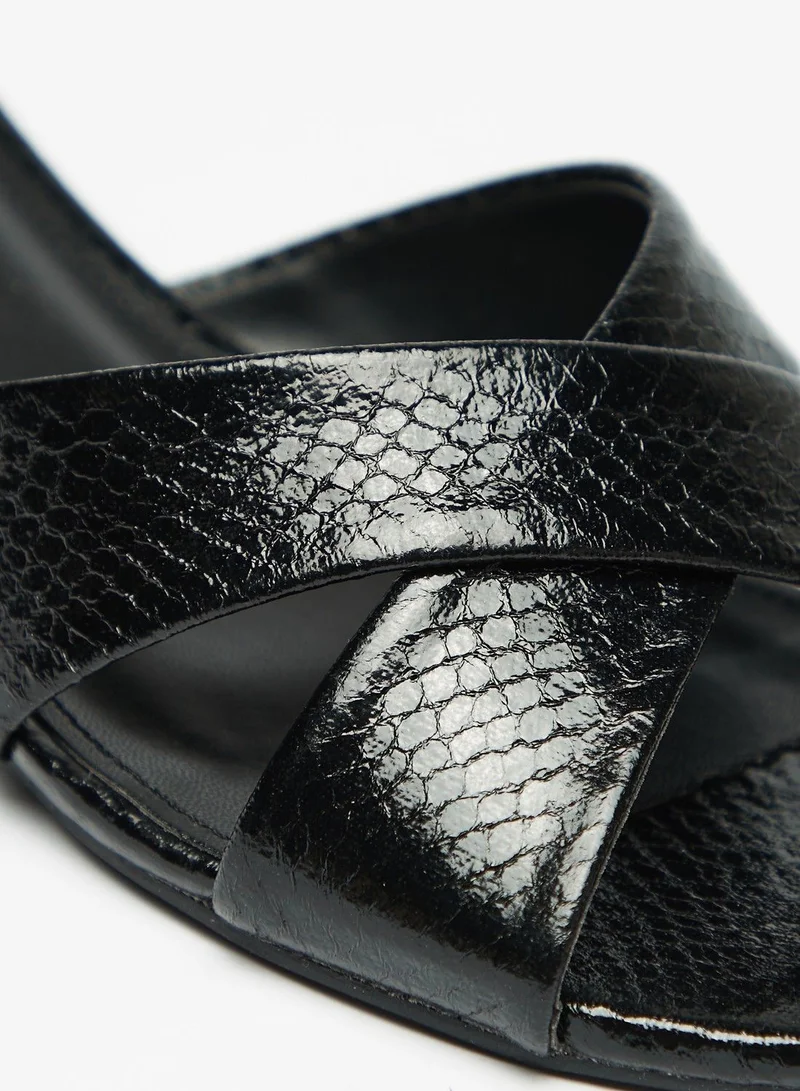 Flora Bella Textured Slip On Cross Strap Sandals with Wedge Heels