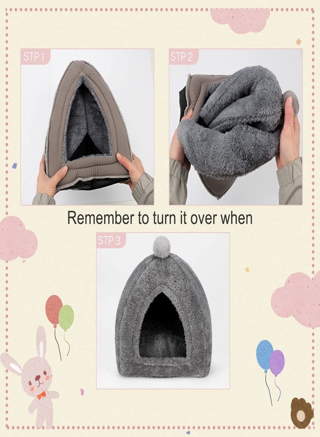 YUEPET Large Rabbit Cave Bed Bunny Warm Tent House Small Animal Triangle Hideout for Rabbit Bunny Guinea Pig Ferret (Dark Grey) - Image 4