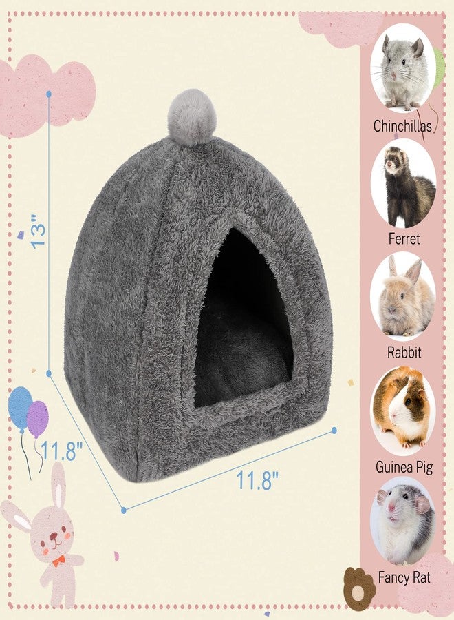 YUEPET Large Rabbit Cave Bed Bunny Warm Tent House Small Animal Triangle Hideout for Rabbit Bunny Guinea Pig Ferret (Dark Grey) - Image 2