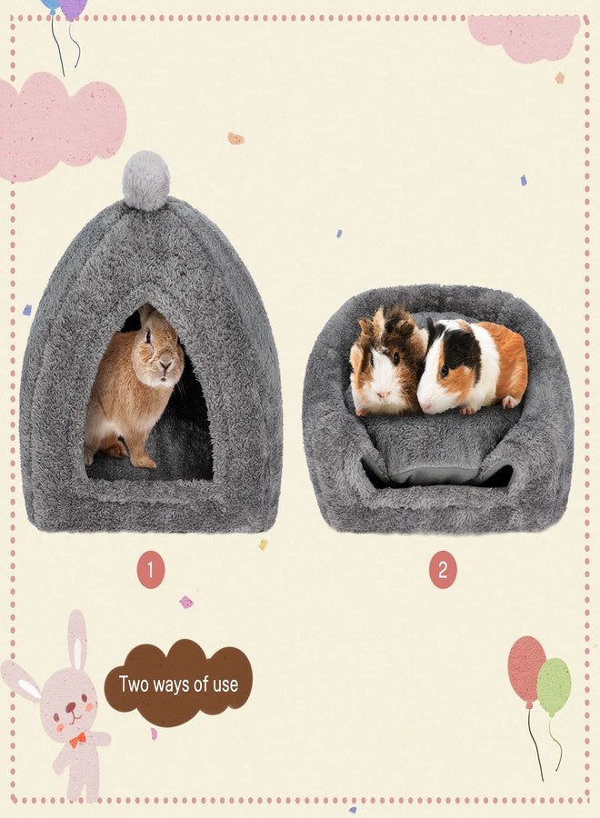 YUEPET Large Rabbit Cave Bed Bunny Warm Tent House Small Animal Triangle Hideout for Rabbit Bunny Guinea Pig Ferret (Dark Grey) - Image 5