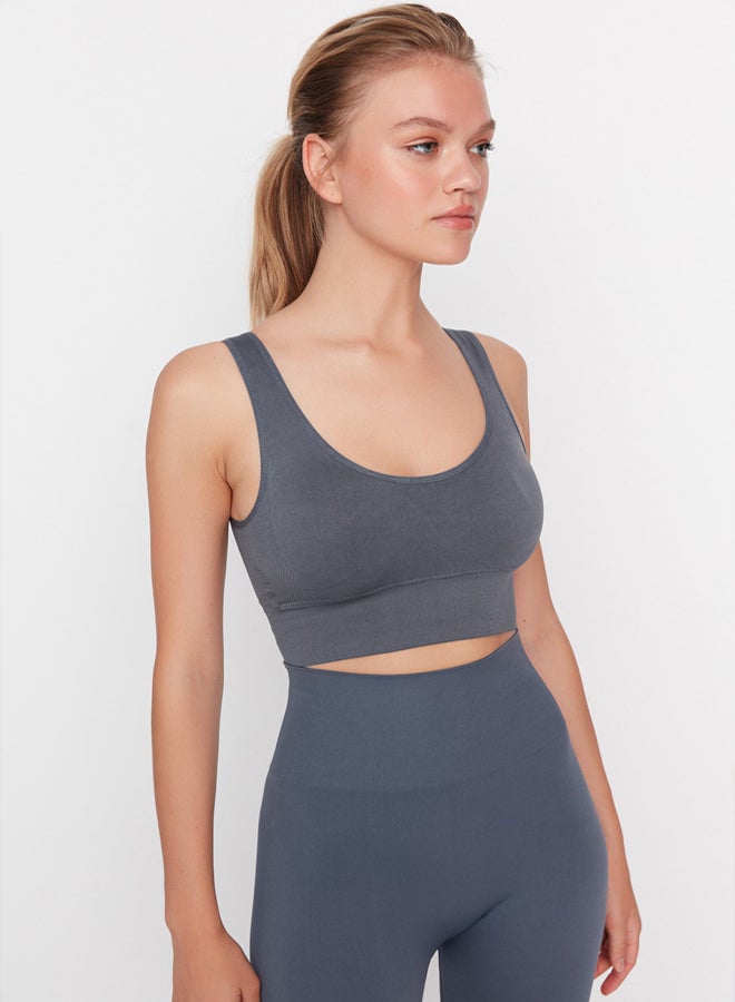 trendyol Smoked Seamless/Seamless Support/Shape Thick Strap Knitted Sports Bra - Image 2
