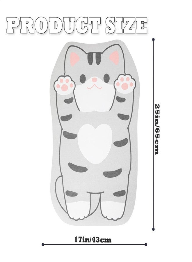 Tyrafry Cute Animals Bath Mats Ultra Thin Bathroom Rugs Fit Under Door Quick Dry Super Absorbent Washable Bath Rug for Shower, Tub, Cream, Easy Care, Cat Grey 17"x25" - Image 3