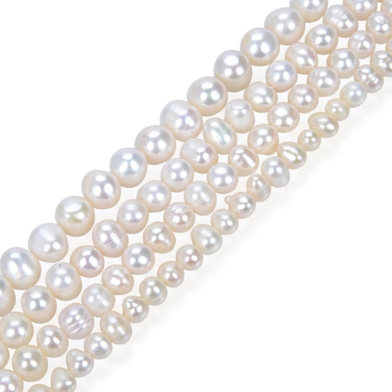 Adabele 28 Inch Real Natural Grade A Lustrous Potato Round White Freshwater Cultured Pearl Loose Beads 45mm for Jewelry Making fp245 - Image 2