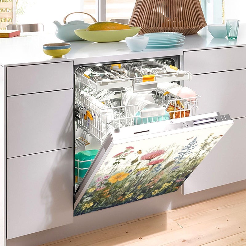 GUIJI Flowers Dishwasher Magnet Cover for Washers Fridge Panel Decal Cover Washing Machine Cabinet Reusable Dishwasher Door Covers Decorative-23"W x 26" H Inch - Image 3