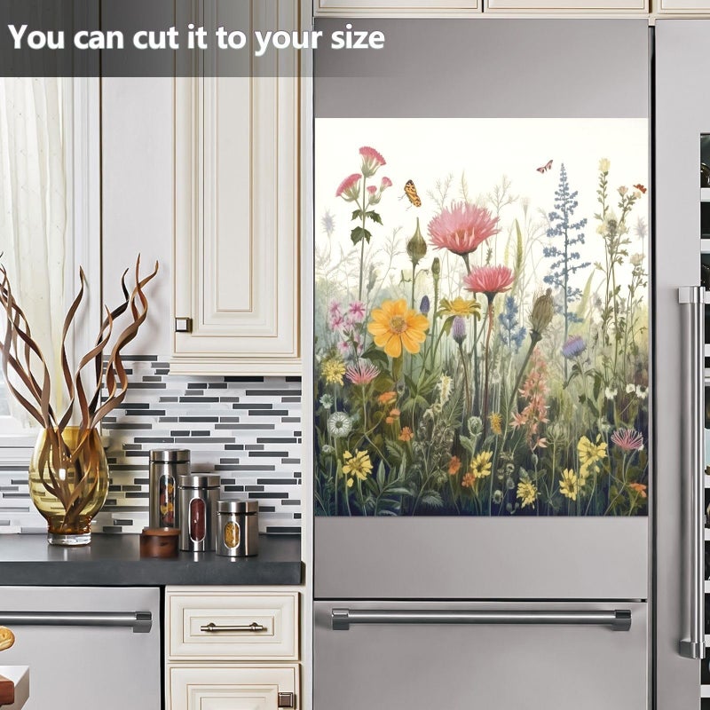 GUIJI Flowers Dishwasher Magnet Cover for Washers Fridge Panel Decal Cover Washing Machine Cabinet Reusable Dishwasher Door Covers Decorative-23"W x 26" H Inch - Image 5