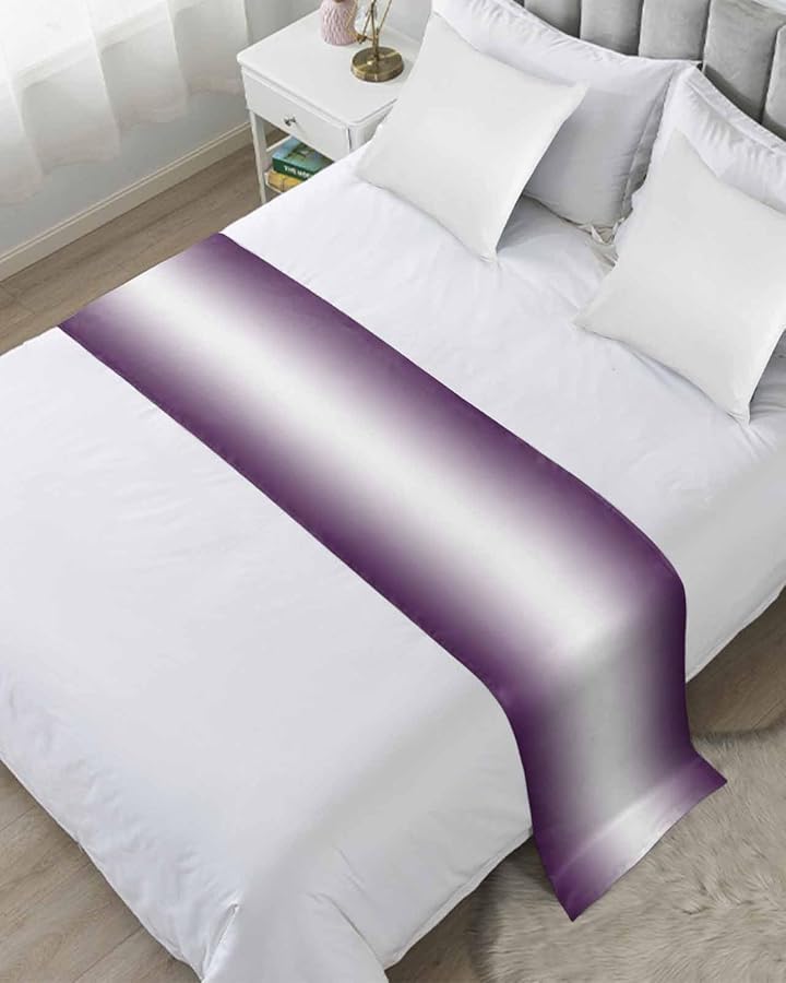 Purple White Gradient Bed Runner For King Size Bed 94x20 Inch Decorative Throw - Image 1