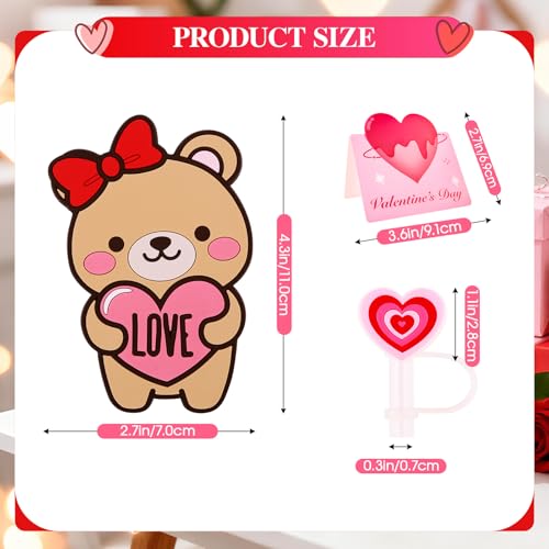 Lingdeer Valentine’s Day Glass Cups with Lids and Straws, Valentines Day Gifts for Her Women Girls Teens Daughters, 16oz Red Heart Iced Coffee Glass Cups Tumbler Mug Decorations Accessories Stuff - Image 4