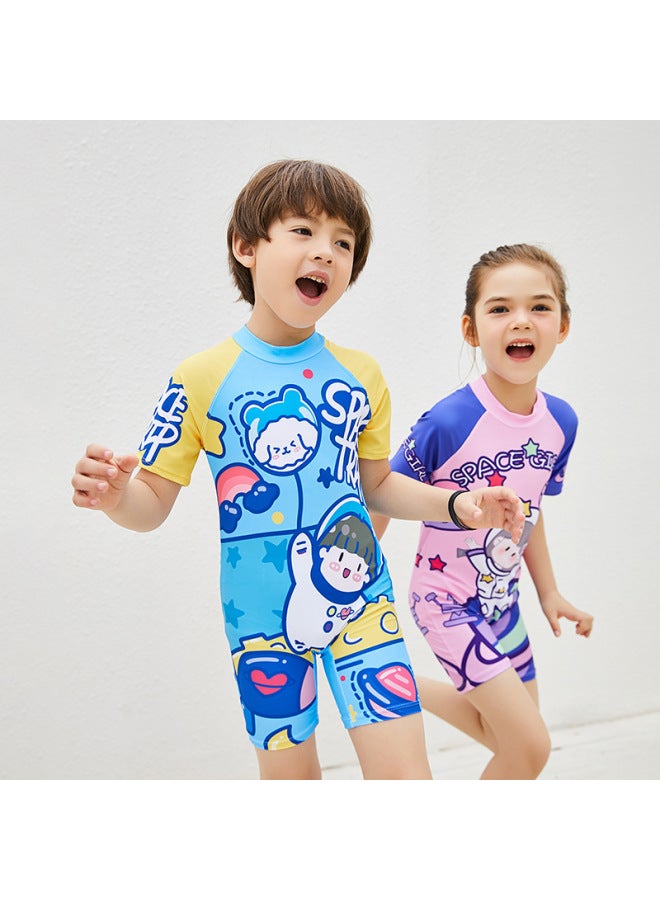 Loquat Children's Swimsuit Split Boys' 2023 Long-sleeved Sunscreen Suit Baby Quick-drying Boys' Swimsuit-Color:737 (split)- - Image 2