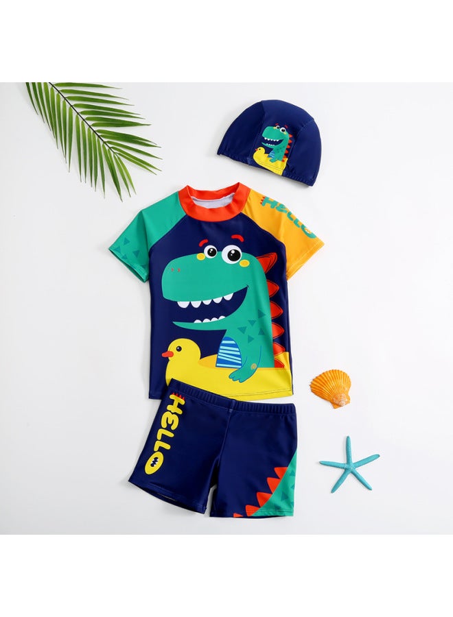 Loquat Children's Swimsuit Split Boys' 2023 Long-sleeved Sunscreen Suit Baby Quick-drying Boys' Swimsuit-Color:737 (split)- - Image 1