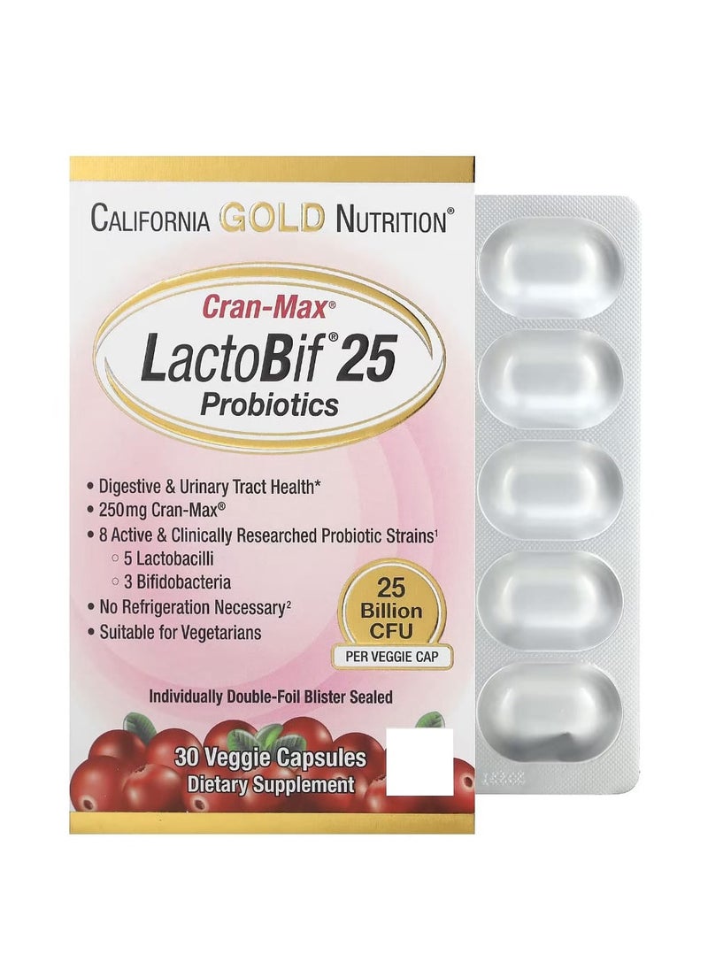 California Gold Nutrition LactoBif Probiotics 25 Billion CFU30 Veggie Capsules  - Image 1