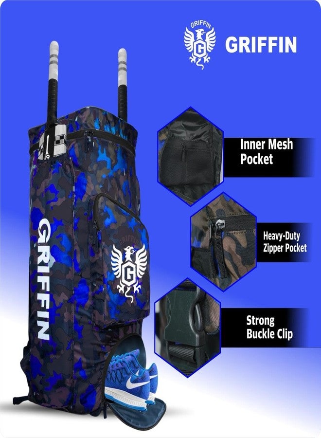 غريفين حقيبة ظهر رياضية من جريفين دافل لمعدات الكريكيت، لون أزرق مموه، مناسبة لتدريبات الكريكيت. - Image 4