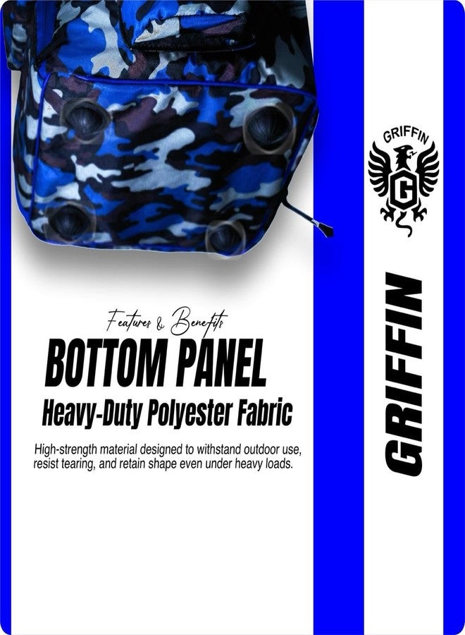 غريفين حقيبة ظهر رياضية من جريفين دافل لمعدات الكريكيت، لون أزرق مموه، مناسبة لتدريبات الكريكيت. - Image 5