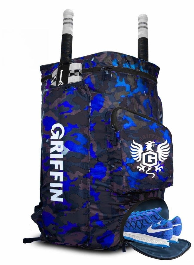غريفين حقيبة ظهر رياضية من جريفين دافل لمعدات الكريكيت، لون أزرق مموه، مناسبة لتدريبات الكريكيت. - Image 1