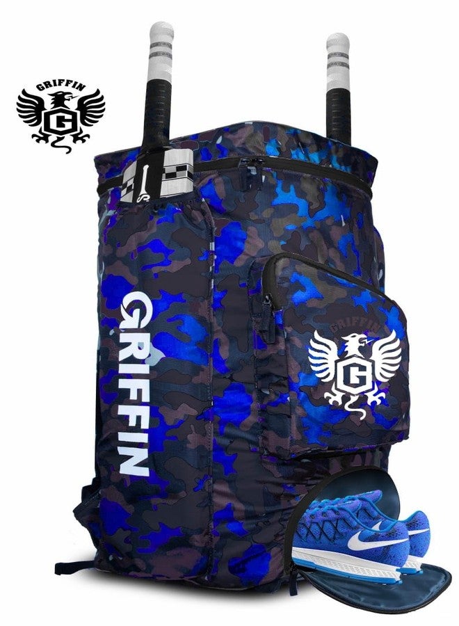 غريفين حقيبة ظهر رياضية من جريفين دافل لمعدات الكريكيت، لون أزرق مموه، مناسبة لتدريبات الكريكيت. - Image 3