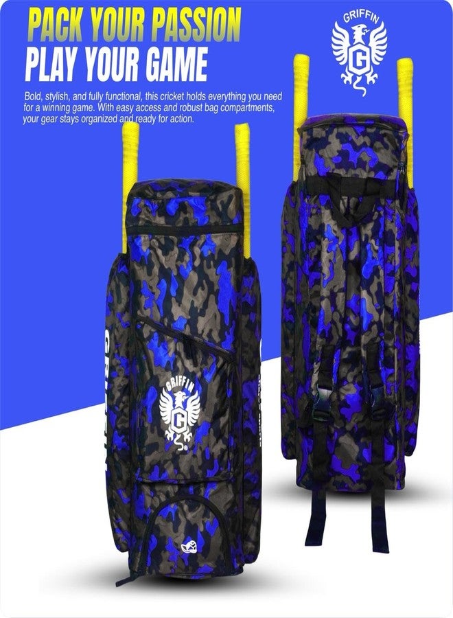 غريفين حقيبة ظهر رياضية من جريفين دافل لمعدات الكريكيت، لون أزرق مموه، مناسبة لتدريبات الكريكيت. - Image 2