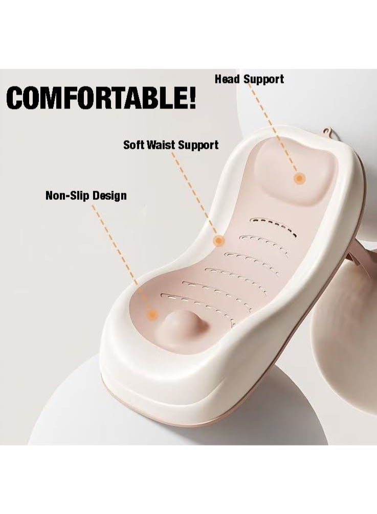 كيلا حامل استحمام للأطفال، حوض استحمام قابل للطي للرضع حديثي الولادة من عمر 0-6 أشهر، حوض استحمام ناعم للأطفال (وردي) - Image 3